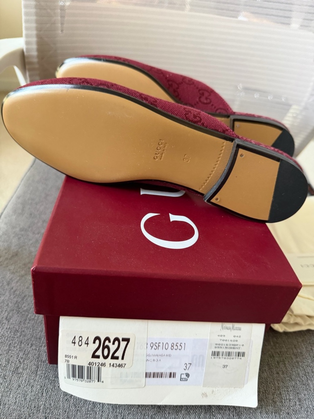 Gucci Burgundy GG Canvas Horsebit Slides Mules in size 7 - Picture 6 of 8